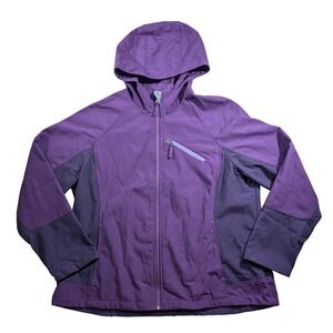 Free Tech Softshell Hooded Athletic Jacket Size 2X Purple Front Zip Fleece Lined